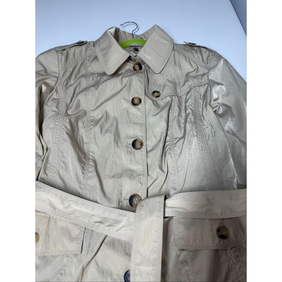 Barbara Lebek Women’s Lightweight Trench Coat Beige Belted Size 16 See Notes - Picture 7 of 16